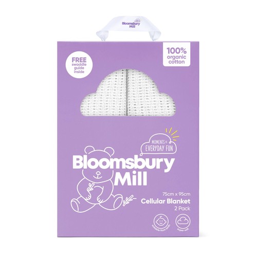 Bloomsbury Mill Organic Cellular Blankets, White, 2 pack
