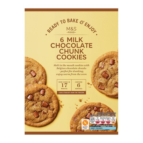 M&S 6 Milk Chocolate Chunk Cookies Frozen