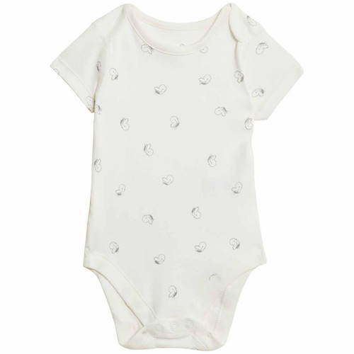 M&S 7pk Lion Bodysuits, 0-3 M, Grey Mix