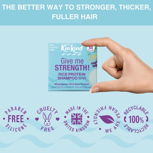 KinKind Give me STRENGTH! Shampoo Bar with Wheatgerm Oil and Rice Protein