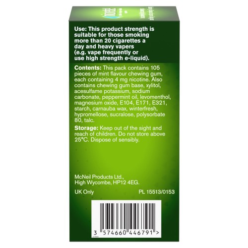 Nicorette Icy White Gum, 4 mg, 105 (Stop Smoking Aid)