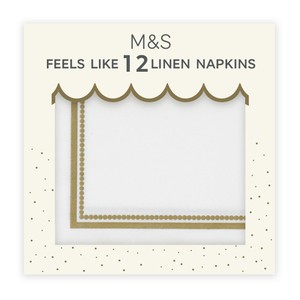 M&S White & Gold Feels Like Linen Napkins