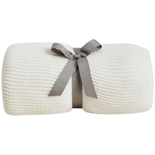 M&S Knitted Tassel Throw, Cream