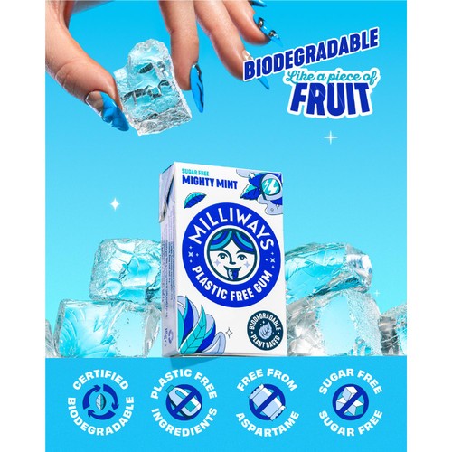 Milliways Mighty Mint, Plastic Free, Sugar Free Chewing Gum