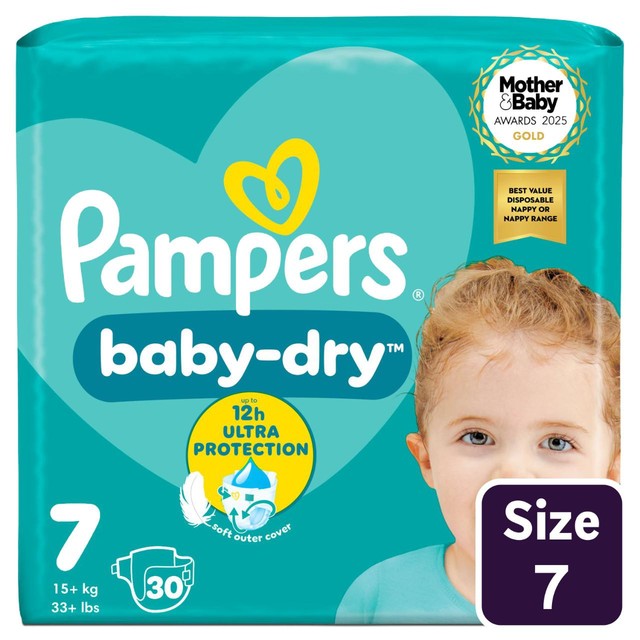 Pampers Baby-Dry Nappies Size 7 Essential Pack 30