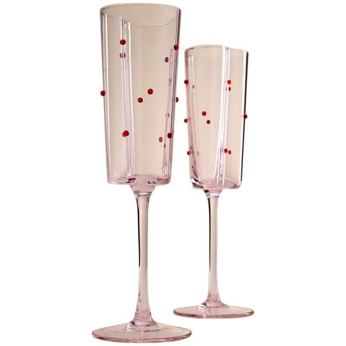 M&S Set of 2 Heart Shaped Champagne Flutes, Pink