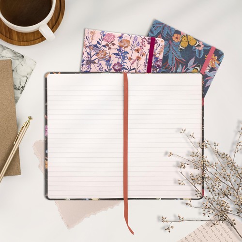 Pukka Pad Bloom Softcover Notebook Blue, 21 x 13cm, Floral Design, Blue