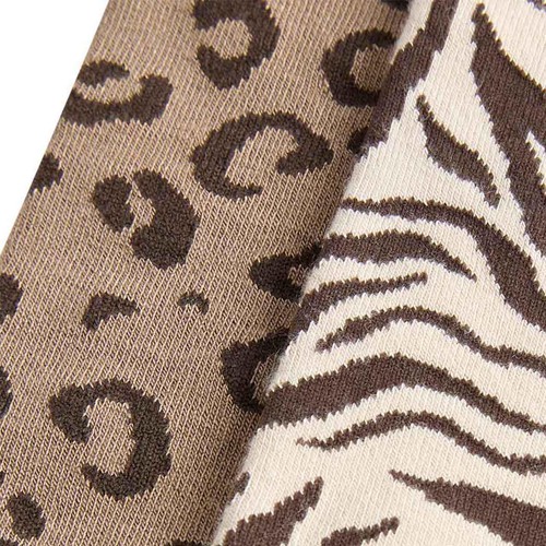 M&S Animal Print with Sparkle Crew Socks, Brown