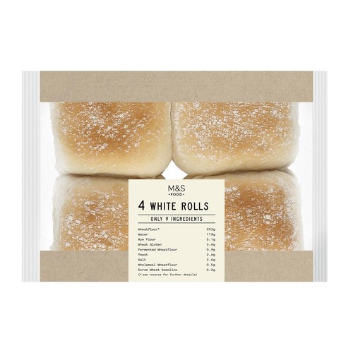 M&S Only 9 Ingredients 4 White Rolls