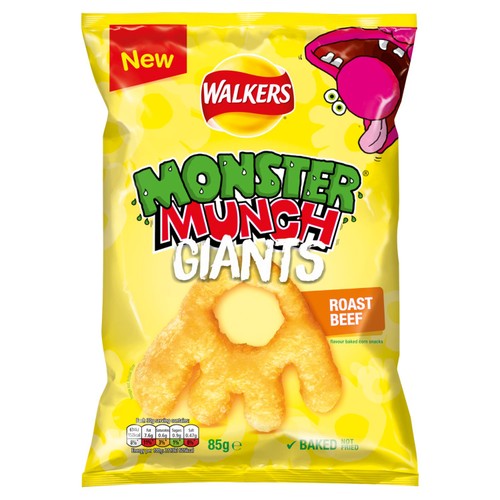 Walkers Monster Munch Giants Roast Beef Snacks Crisps 85g