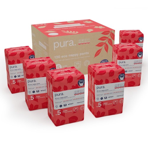 Pura Eco Nappy Pants, Size 5 (9-14kg) Mega Pack