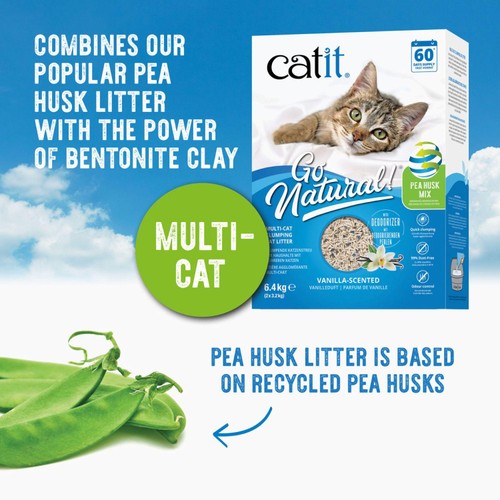 Catit Go Natural Pea Husk Mix Multi-Cat Litter Vanilla