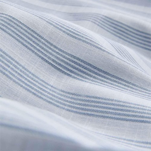 M&S Pure Cotton Striped Ruffle Bedding Set, Single, Blue Mix