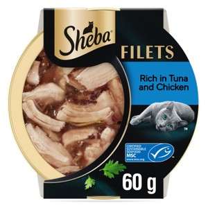 Sheba Fillets Wet Adult Cat Food with Chicken and Tuna in Gravy Tray