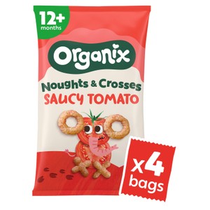 Organix Tomato Noughts & Crosses Organic Baby Puffs Multipack 10 months+ 4x15g
