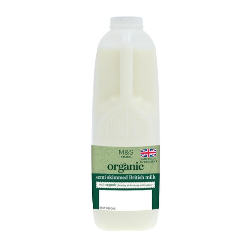 M&S Organic Semi Skimmed Milk 2 Pints