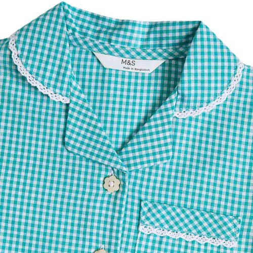 M&S Girls Cotton Rich School Dresses, 6-7 Years, Green