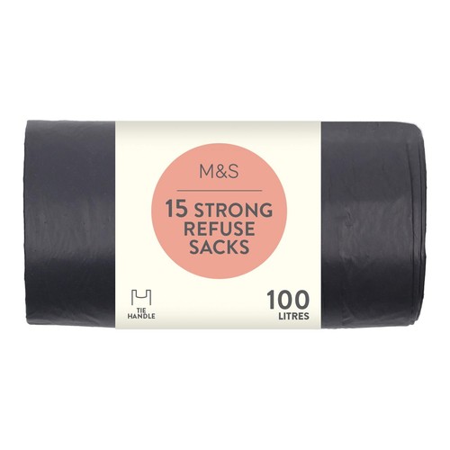 M&S 15 Tie Handle 100L Refuse Sacks