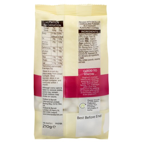 Holland & Barrett Yoghurt Flavoured Coated Raisins
