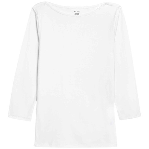 M&S Womens Pure Cotton Slim Fit Top, Size 10, White