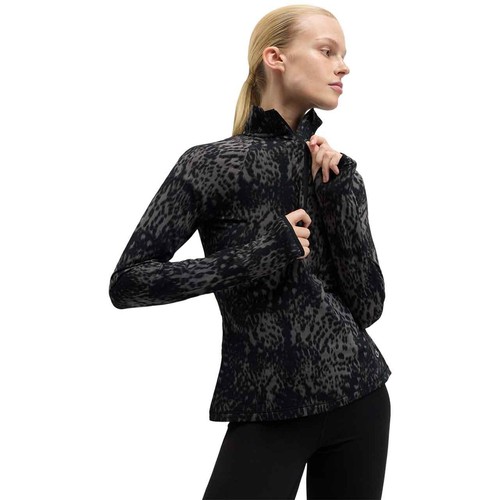 M&S Womens Goodmove Ultraheat Printed Half Zip Running Top, 14, Dark Mix