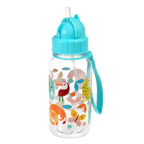 Children's water bottle with straw 500ml, Wild Wonders