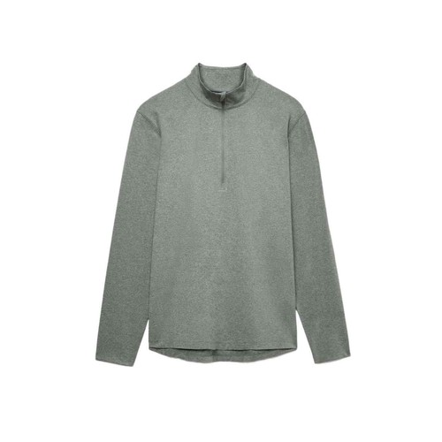 M&S Mens Funnel Neck Half Zip Top, S, Regular Dark Sage