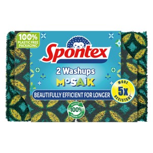 Spontex Mosaik Non-Scratch Washups - 5x Longer Lasting Sponge Scourers