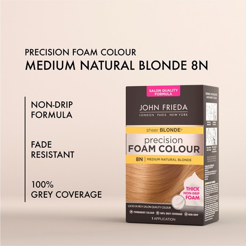 John Frieda Precision Foam Colour Hair Dye Medium Natural Blonde 8N
