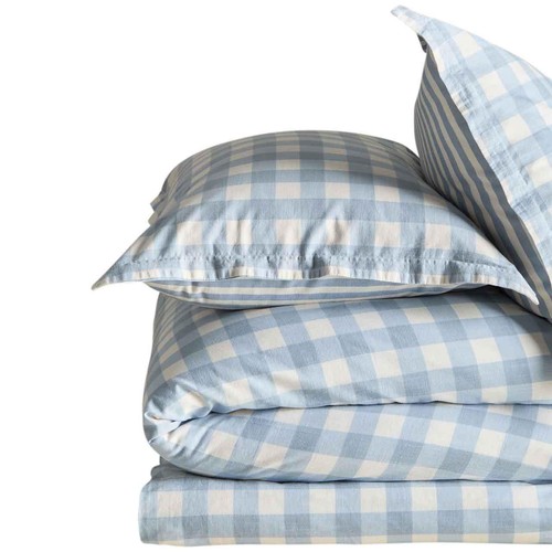 M&S Cotton Gingham Bedding Set, Single Blue