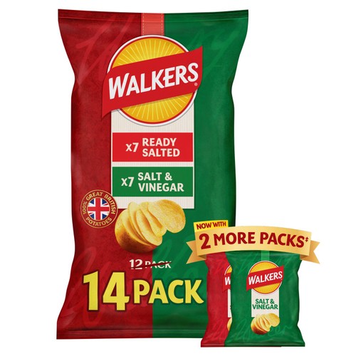 Walkers Ready Salted, Salt & Vinegar Variety Multipack Crisps