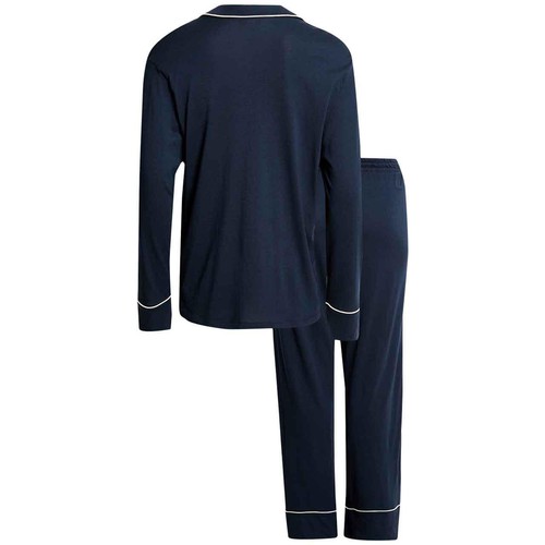 M&S Womens Autograph Cotton Modal Revere Pyjamas, M, Navy