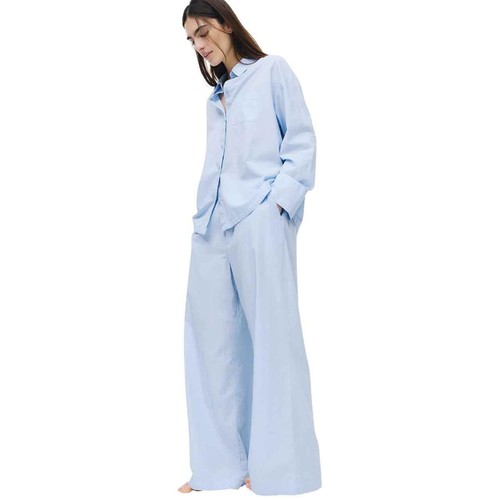 M&S Womens Cool Comfort Chambray Pyjama Bottoms, 8, Blue