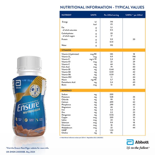 Ensure NutriVigor, Chocolate Flavour Nutritional Ready to Drink Shake