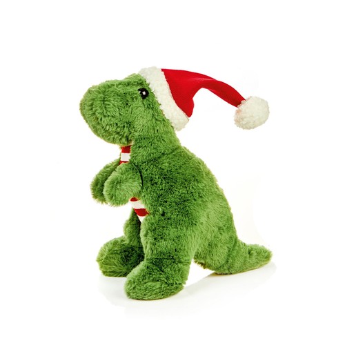 Plush Dinosaur with Santa Hat
