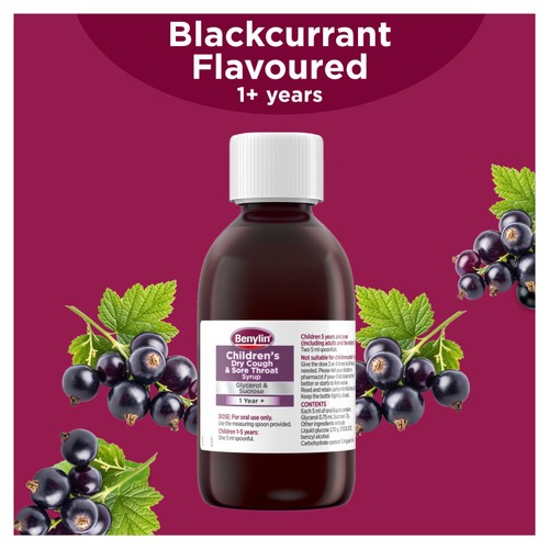 Benylin Childrens Dry Cough & Sore Throat Syrup Blackcurrant