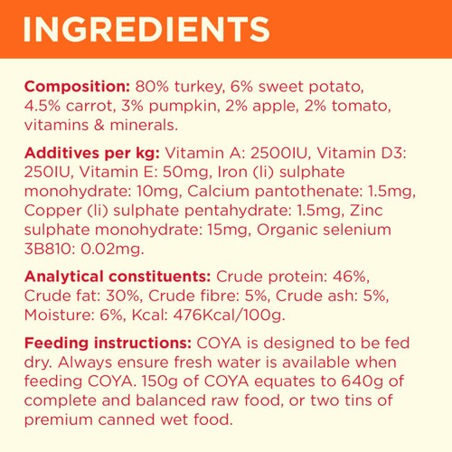 COYA Freeze-Dried Raw Adult Dog Food Turkey