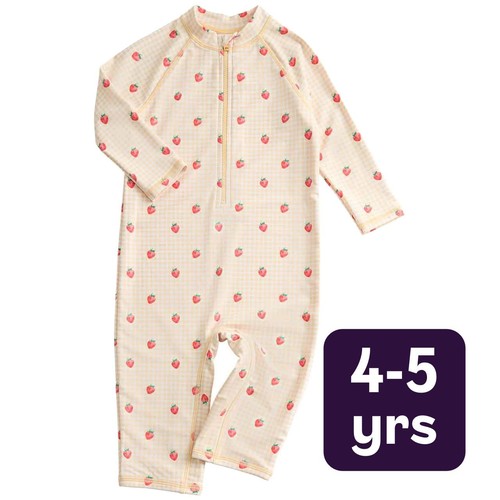 M&S Gingham Long Sleeve Swimsuit, 4-5 Years, Yellow