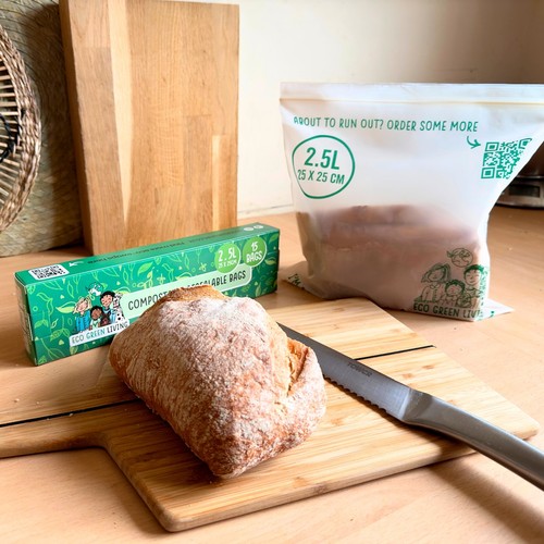 Eco Green Living Certified Compostable Large 2.5L Resealable Ziplock Bags
