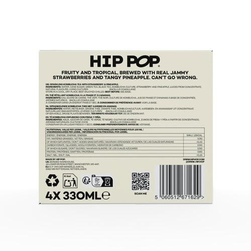 Hip Pop Strawberry & Pineapple Kombucha