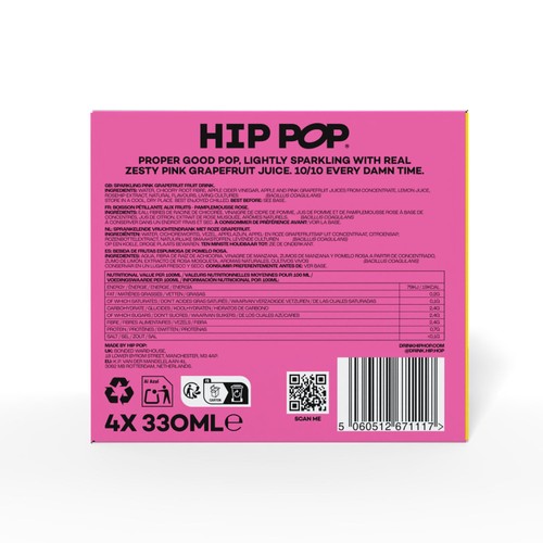 Hip Pop Pink Grapefruit Fizzy Drink