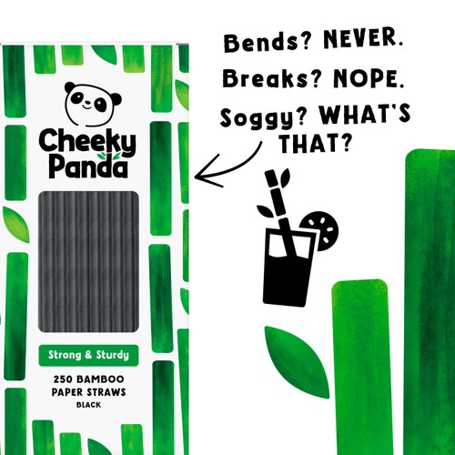 Cheeky Panda Black Bamboo Paper Straws