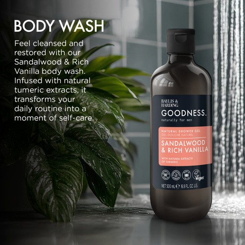 Baylis & Harding Goodness Mens Shower Gel - Sandalwood & Rich Vanilla