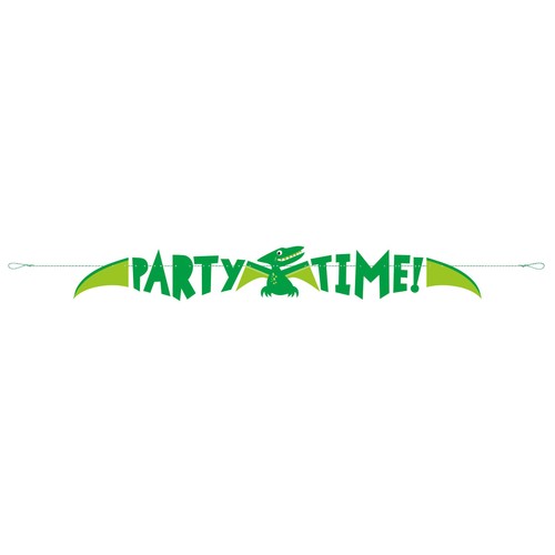 Blue & Green Dinosaur Party Time Banner 5ft