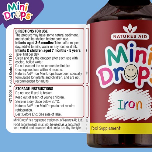 Natures Aid Infant's & Kid's Iron Mini Drops 10mg 3mnths - 5yrs 