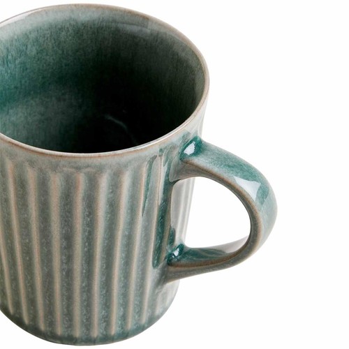 M&S Ribbed Reactive Glaze Mug, Green