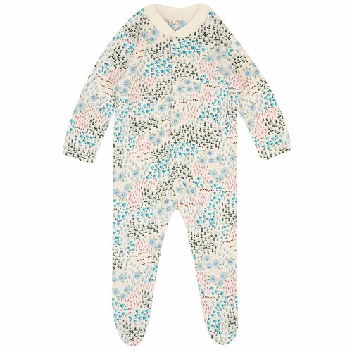 M&S Girls Organic Cotton Ditsy Sleepsuits, 18-24 Months, Pink/White
