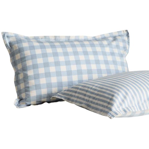 M&S Cotton Gingham Bedding Set, Single Blue