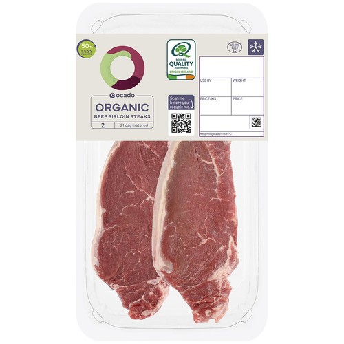 Ocado Organic 2 Beef Sirloin Steaks