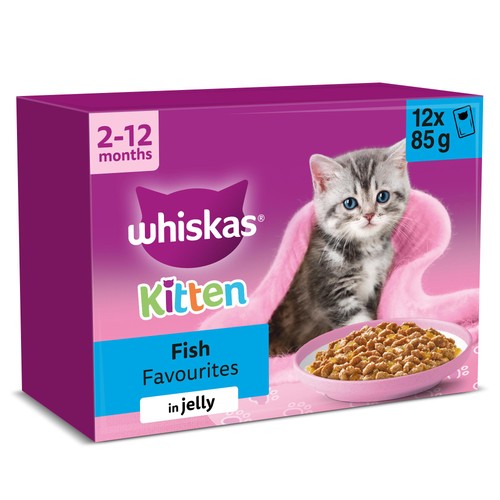 Whiskas Kitten Fish Favourites Wet Cat Food Pouches in Jelly